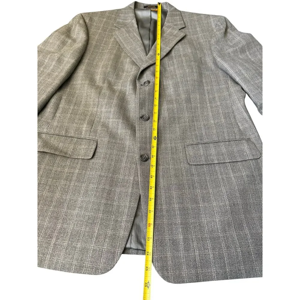 Vintage Lord & Taylor Men’s 44L Blazer – Wool Windowpane Check, Made in USA